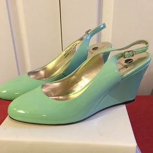 Mint green wedges never worn
